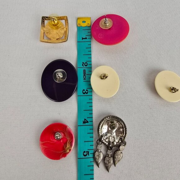 Vintage 90s Red & Orange Pierced Earrings - Picture 9 of 9